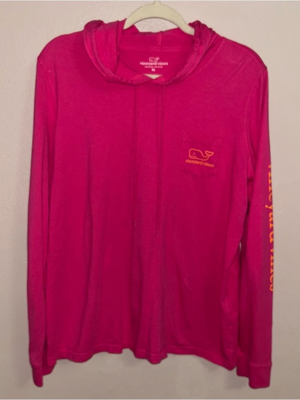 Vineyard Vines Women’s Hot Pink Long-Sleeve Hoodie Tee - Picture 2 of 5